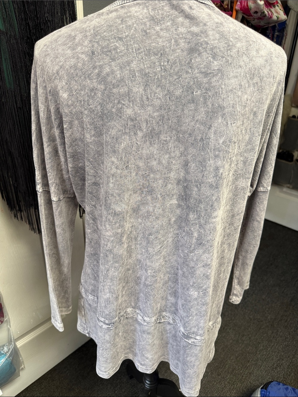 Jess & Jane Gray Artistic Tunic Top Small Made in USA Soft Boho Zen Print - Picture 7 of 9